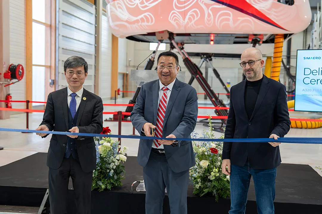 Delivery ceremony of CSS Airbus A320 Level D FFS with Simaero in Paris aviation training facility Delivery ceremony of CSS Airbus A320 Level D FFS with Simaero in Paris aviation training facility